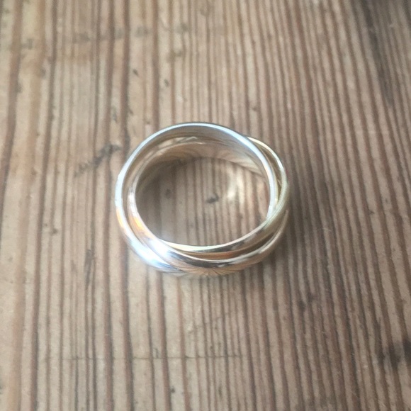 14k Gold Rolling 3 Ring Bands White Yellow Rose Vintage Pre owned Size 6-6.5 - Picture 7 of 11